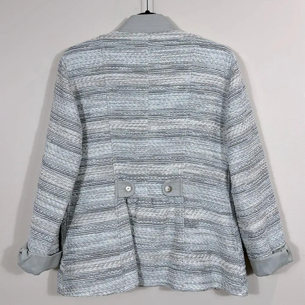 ARMANI COLLEZIONI Gray Striped Knit Button Front Blazer/Jacket Women Size 12